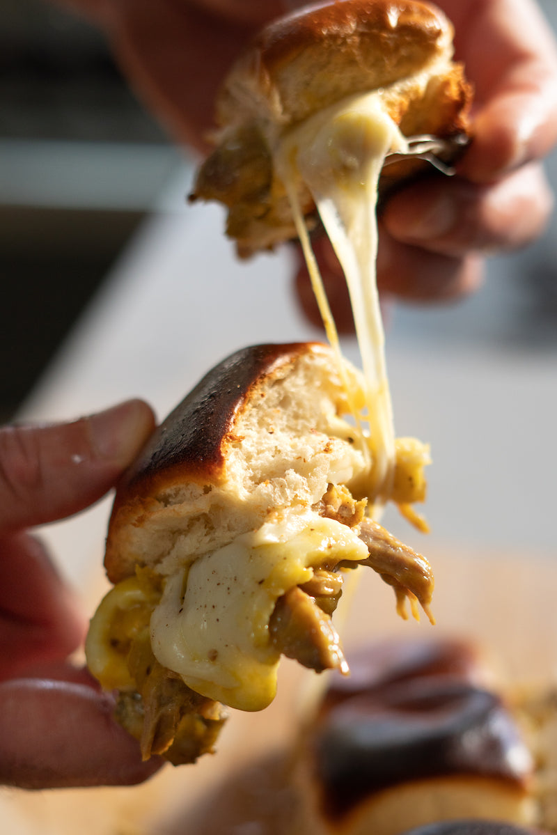 Smoked Maple Mustard Pulled Pork Sliders