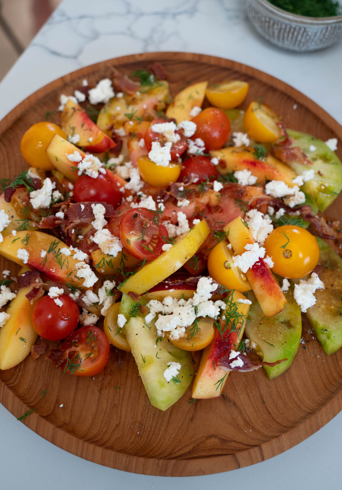 Tomato, Bacon, Peach and Goat Cheese Salad