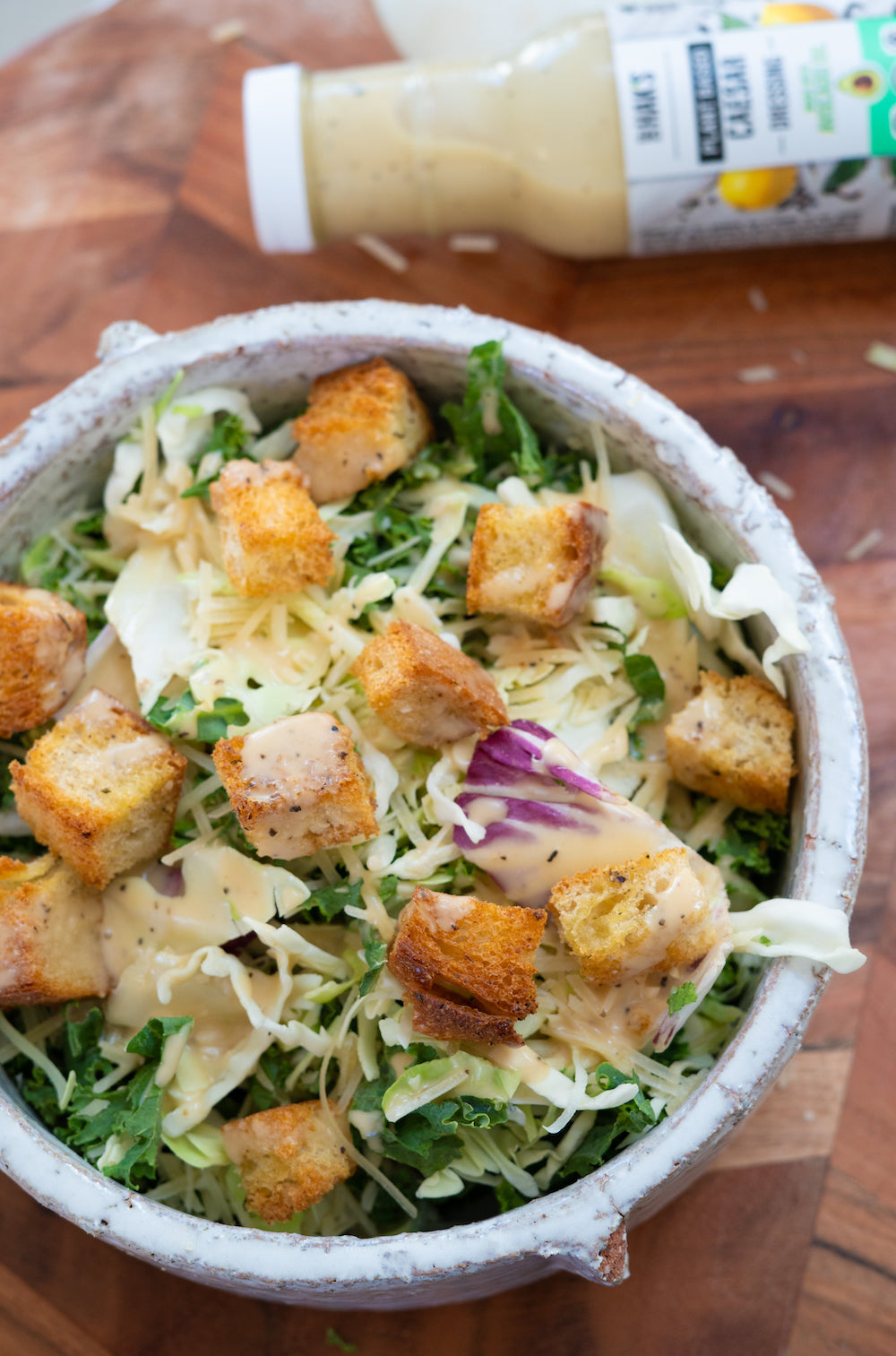 Plant Based Caesar salad with Homemade Croutons