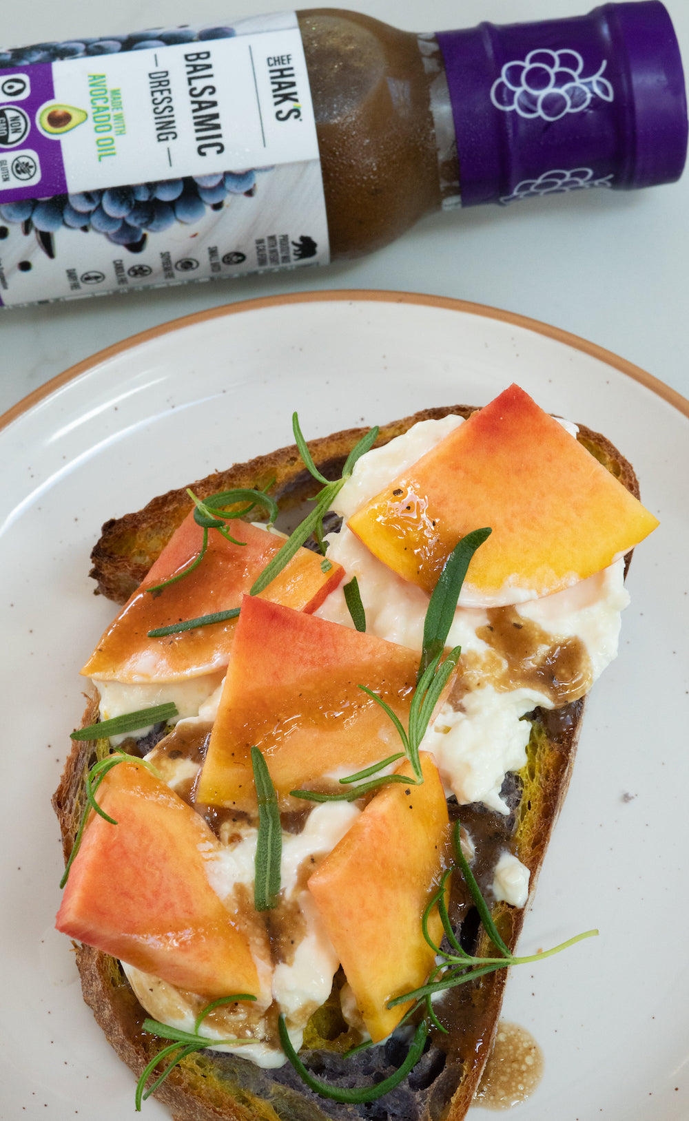 Peach & Ricotta Toast with Balsamic Glaze