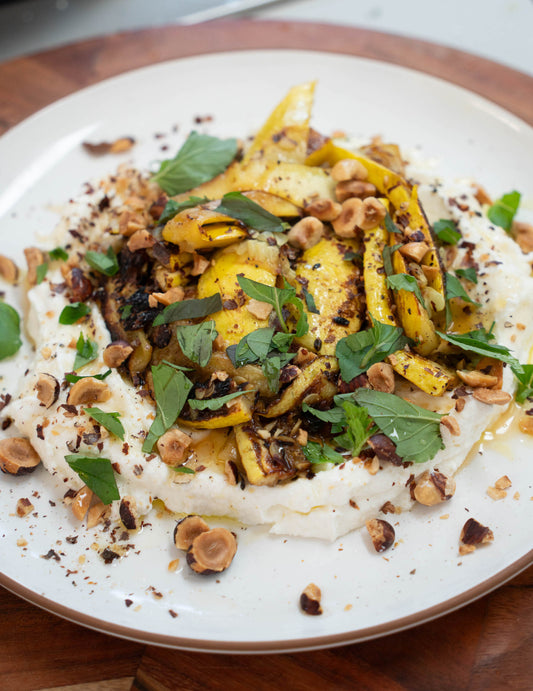 Roasted Hazelnut Squash with Ricotta and Mint