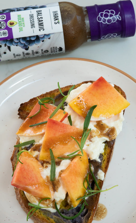 Peach & Ricotta Toast with Balsamic Glaze