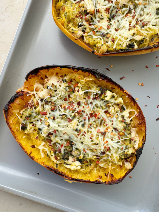 Spinach Stuffed Spaghetti Squash